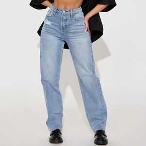 Fashion Nova Make You Mine Non Stretch Straigh Leg Jean - Light Wash